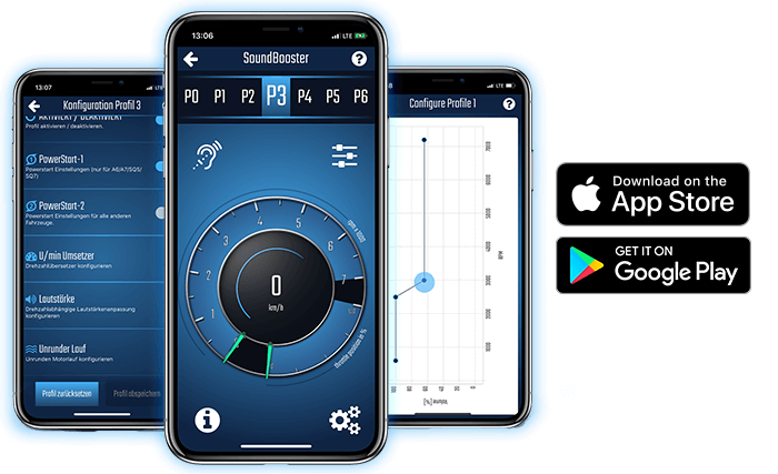Universelles Komplettset Active Sound inkl. Booster - Innenmontage mit App  und Bluetooth-Pro